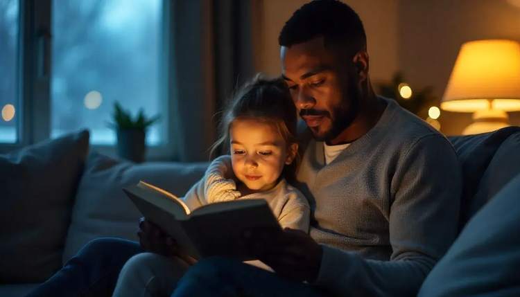 Father and Kid reading book