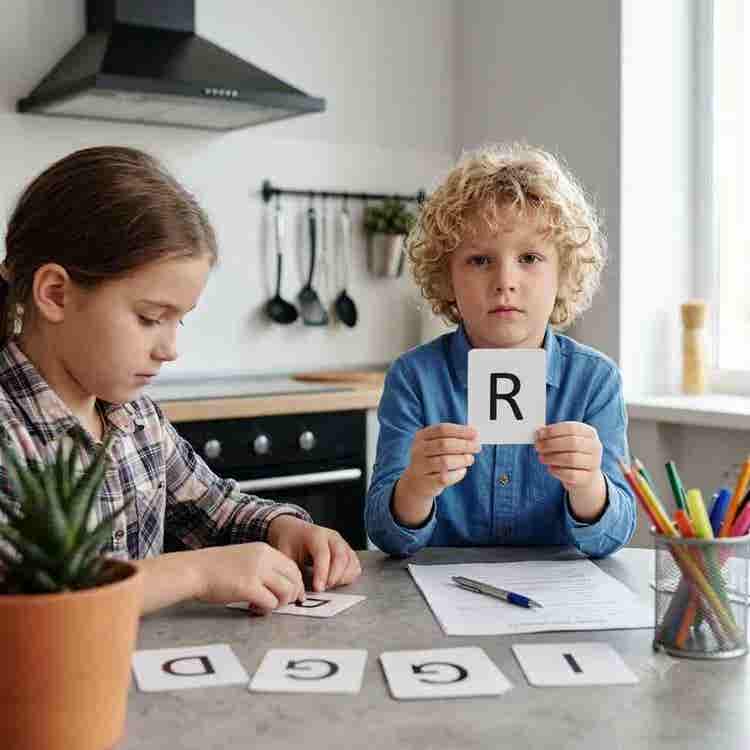 A pediatric specialist using a colorful educational matching game to encourage cognitive growth and child engagement.