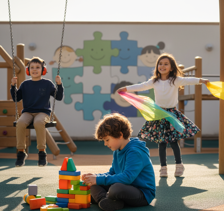 Children playing and learning