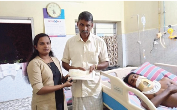 Financial support 24 years old Mr Sachu S who met with an accident